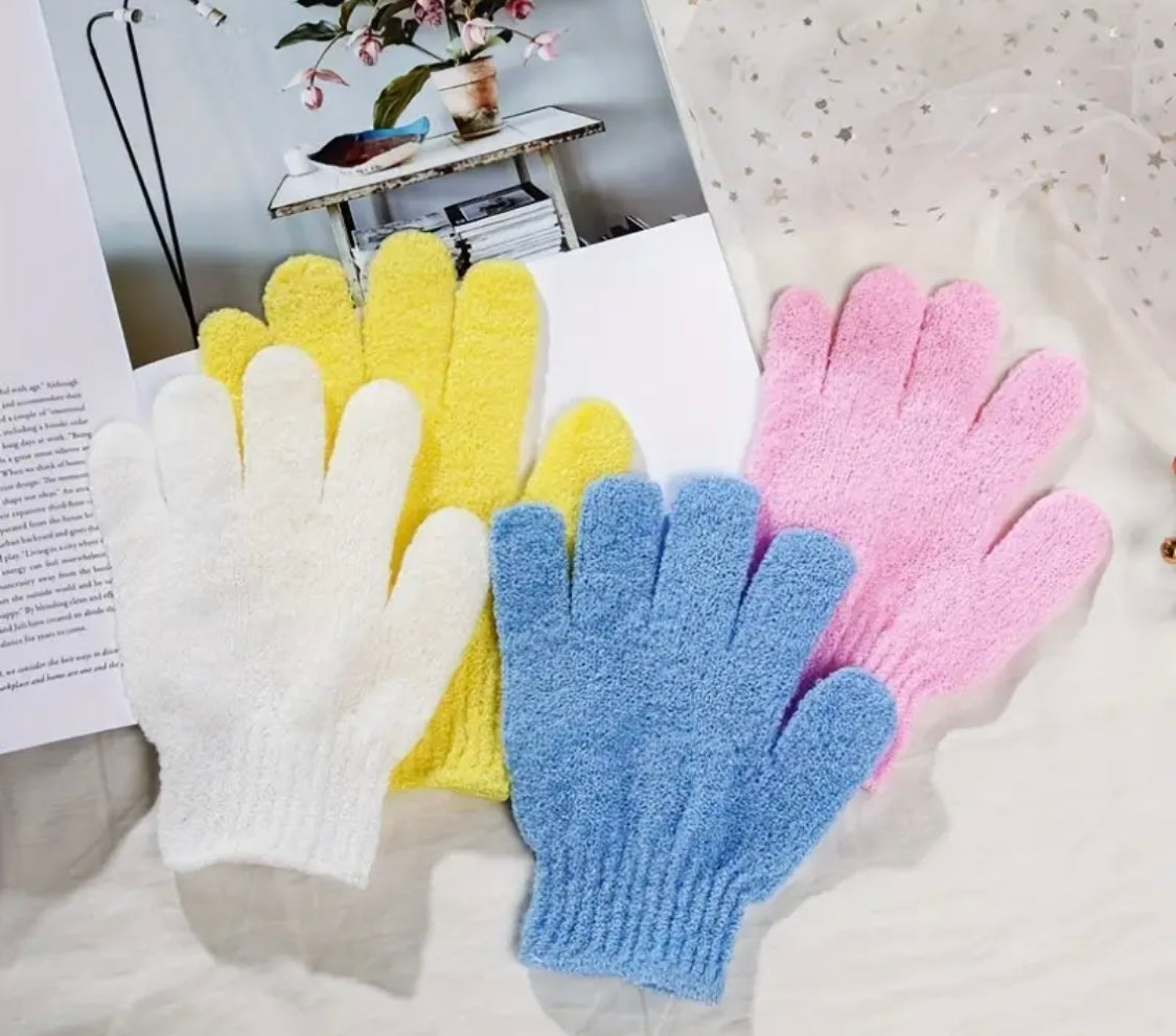 Exfoliating Bath Gloves - Double-Sided Microfiber Mixed Colors for Body & Facial Hydrotherapy, Deep Exfoliation & Light Beige Renewal, All Light Beige Types,Bath Gloves for Exfoliatin