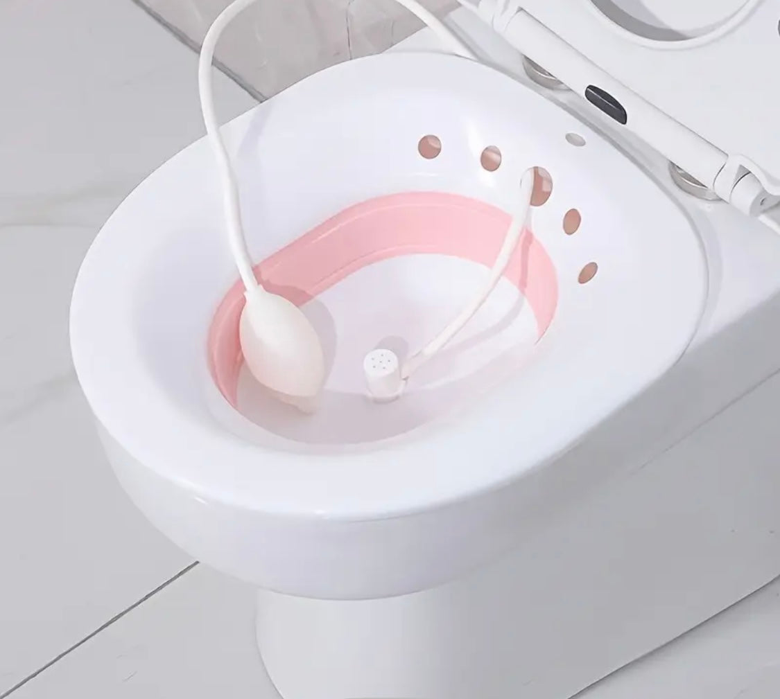 Foldable Postpartum Toilet Seat with Cushion for Hemorrhoid Relief & Postpartum Care - Easy Storage, Essential for Pregnancy & Postnatal Recovery, Includes Irrigation Device, Portable Toilet Seat|Foldable Seat|Functional Cushion, Toilet Seat for Bathroom