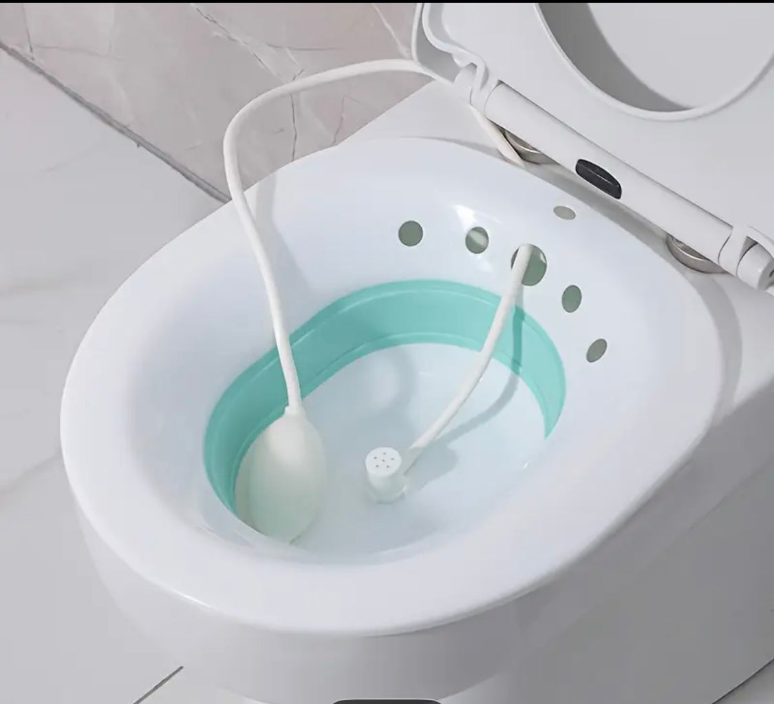 Foldable Postpartum Toilet Seat with Cushion for Hemorrhoid Relief & Postpartum Care - Easy Storage, Essential for Pregnancy & Postnatal Recovery, Includes Irrigation Device, Portable Toilet Seat|Foldable Seat|Functional Cushion, Toilet Seat for Bathroom