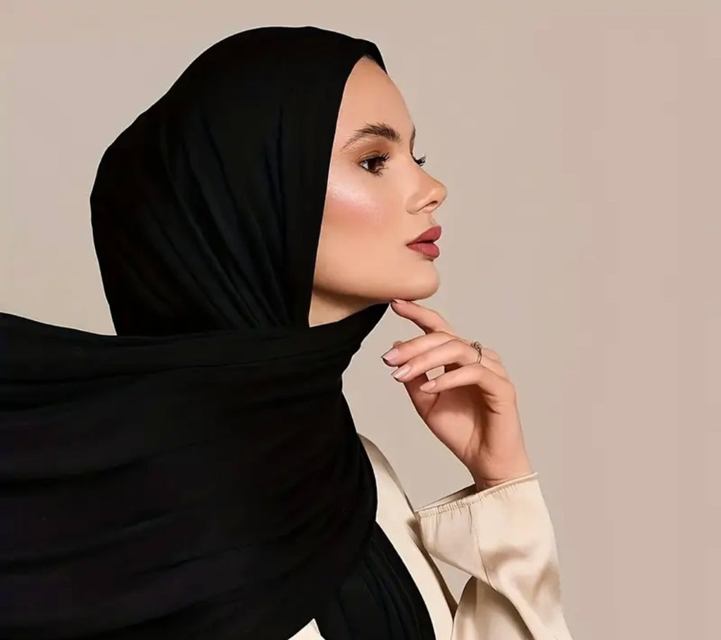 Solid Color Jersey Hijab Women Thin Breathable Scarf Long Stretch Windproof Sunscreen Shawl - Casual Polyester, Available in Various Colors