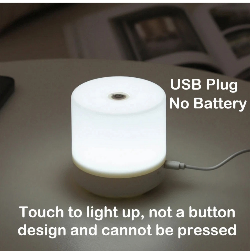 LED Bedside Lamp 3 Colors USB Stepless Dimming Night Light
