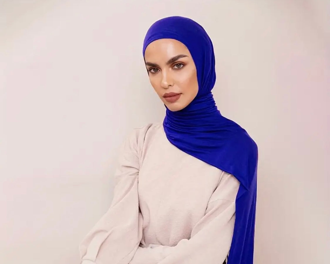 Solid Color Jersey Hijab Women Thin Breathable Scarf Long Stretch Windproof Sunscreen Shawl - Casual Polyester, Available in Various Colors
