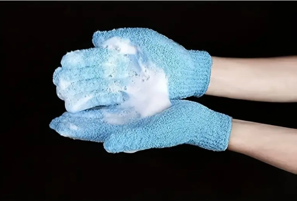 Exfoliating Bath Gloves - Double-Sided Microfiber Mixed Colors for Body & Facial Hydrotherapy, Deep Exfoliation & Light Beige Renewal, All Light Beige Types,Bath Gloves for Exfoliatin