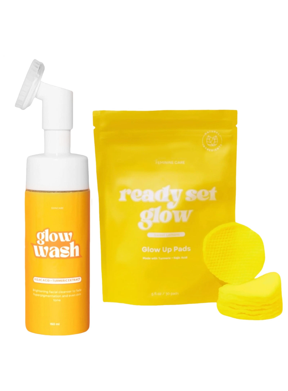 Turmeric Face Wash+Turmeric Cleansing Pads,100% Natural Turmeric Cleansing set