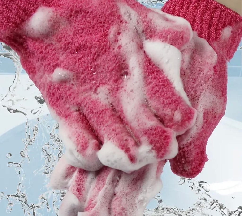 Exfoliating Bath Gloves - Double-Sided Microfiber Mixed Colors for Body & Facial Hydrotherapy, Deep Exfoliation & Light Beige Renewal, All Light Beige Types,Bath Gloves for Exfoliatin