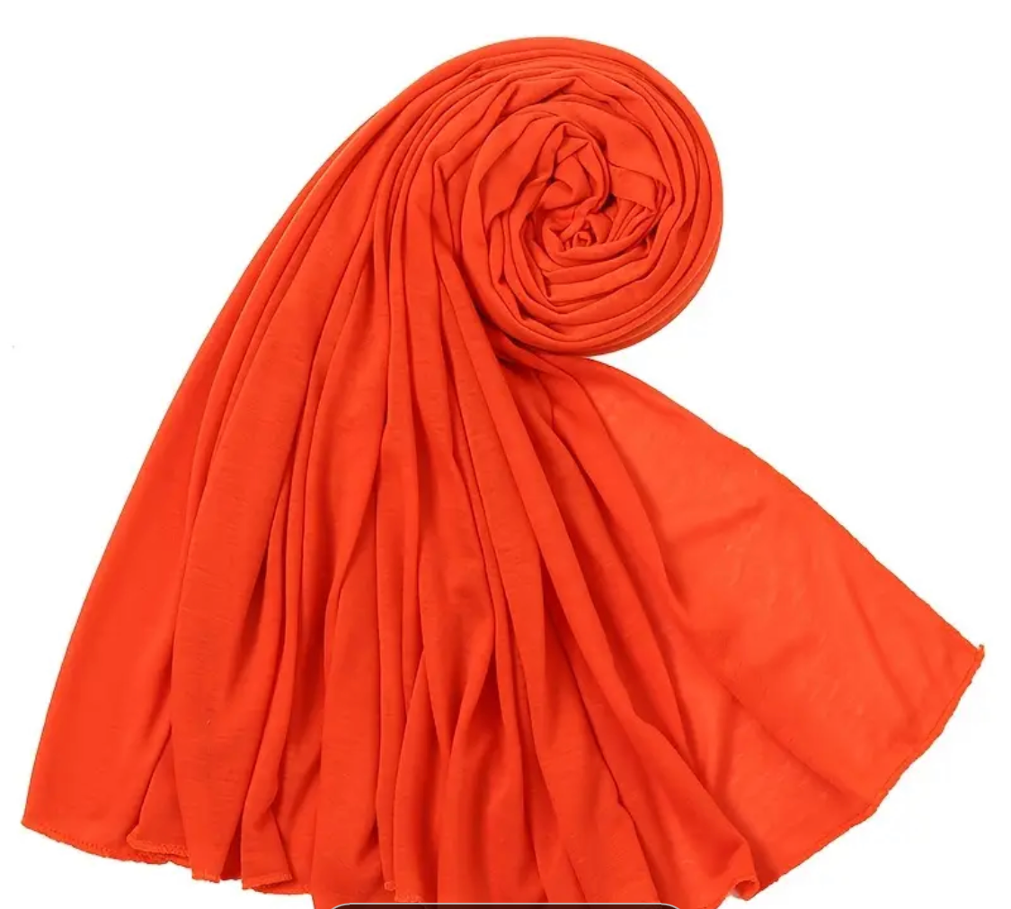 Solid Color Jersey Hijab Women Thin Breathable Scarf Long Stretch Windproof Sunscreen Shawl - Casual Polyester, Available in Various Colors