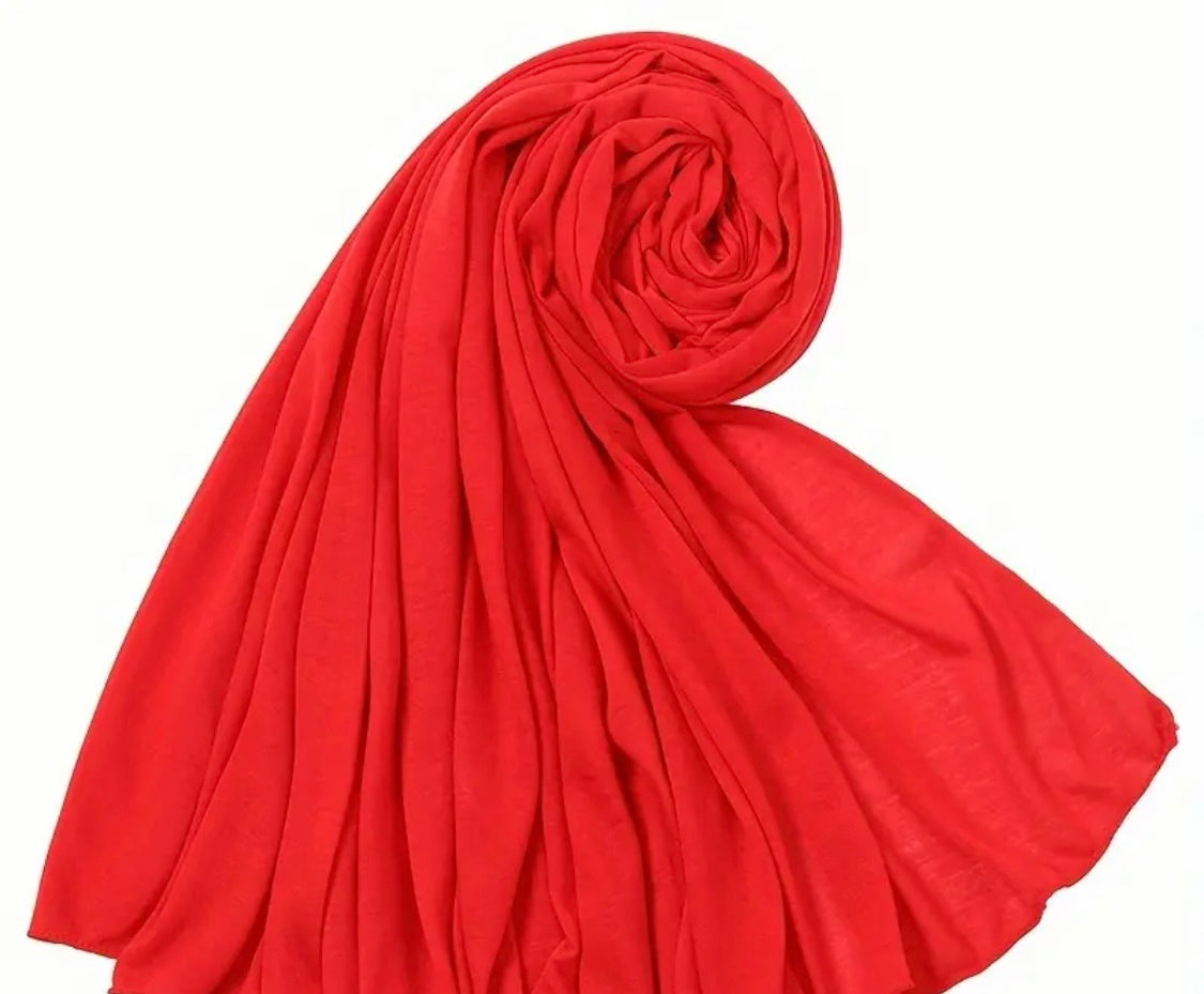 Solid Color Jersey Hijab Women Thin Breathable Scarf Long Stretch Windproof Sunscreen Shawl - Casual Polyester, Available in Various Colors