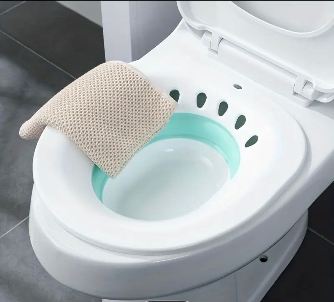 Foldable Postpartum Toilet Seat with Cushion for Hemorrhoid Relief & Postpartum Care - Easy Storage, Essential for Pregnancy & Postnatal Recovery, Includes Irrigation Device, Portable Toilet Seat|Foldable Seat|Functional Cushion, Toilet Seat for Bathroom