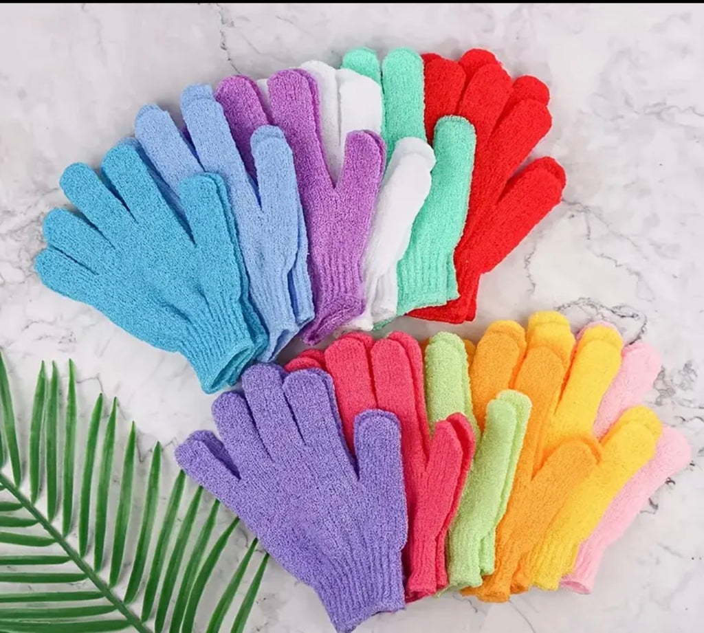 Exfoliating Bath Gloves - Double-Sided Microfiber Mixed Colors for Body & Facial Hydrotherapy, Deep Exfoliation & Light Beige Renewal, All Light Beige Types,Bath Gloves for Exfoliatin