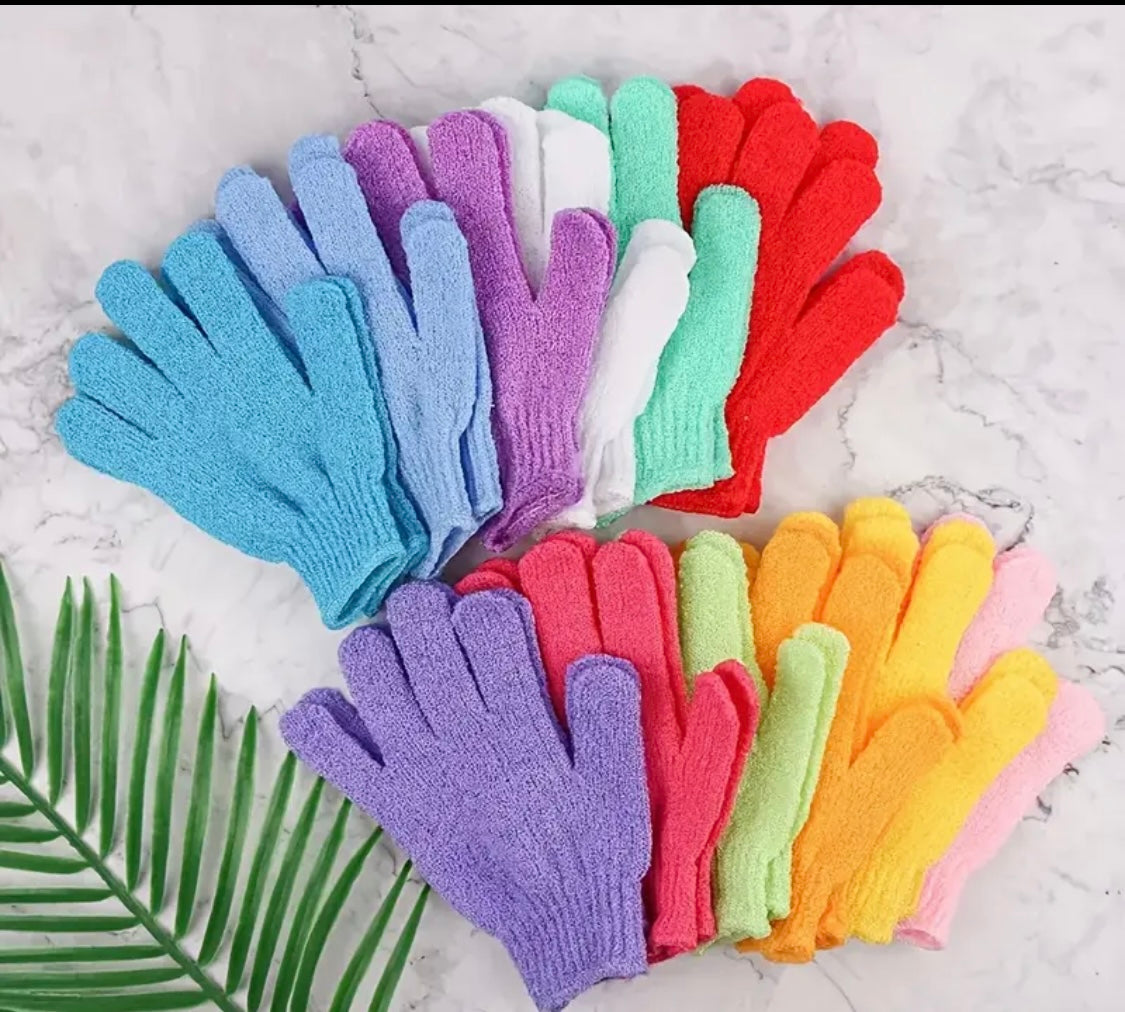 Exfoliating Bath Gloves - Double-Sided Microfiber Mixed Colors for Body & Facial Hydrotherapy, Deep Exfoliation & Light Beige Renewal, All Light Beige Types,Bath Gloves for Exfoliatin