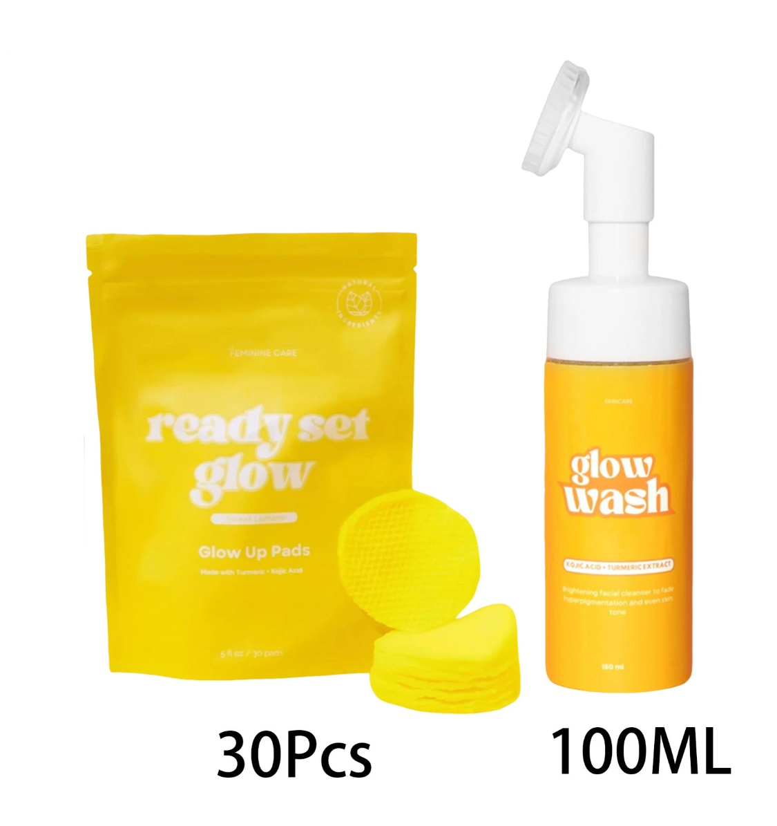 Turmeric Face Wash+Turmeric Cleansing Pads,100% Natural Turmeric Cleansing set