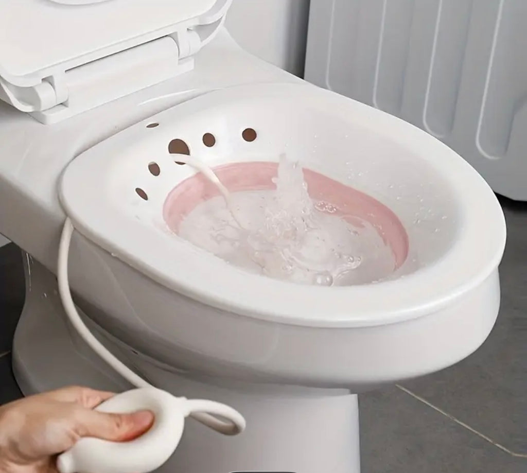Foldable Postpartum Toilet Seat with Cushion for Hemorrhoid Relief & Postpartum Care - Easy Storage, Essential for Pregnancy & Postnatal Recovery, Includes Irrigation Device, Portable Toilet Seat|Foldable Seat|Functional Cushion, Toilet Seat for Bathroom