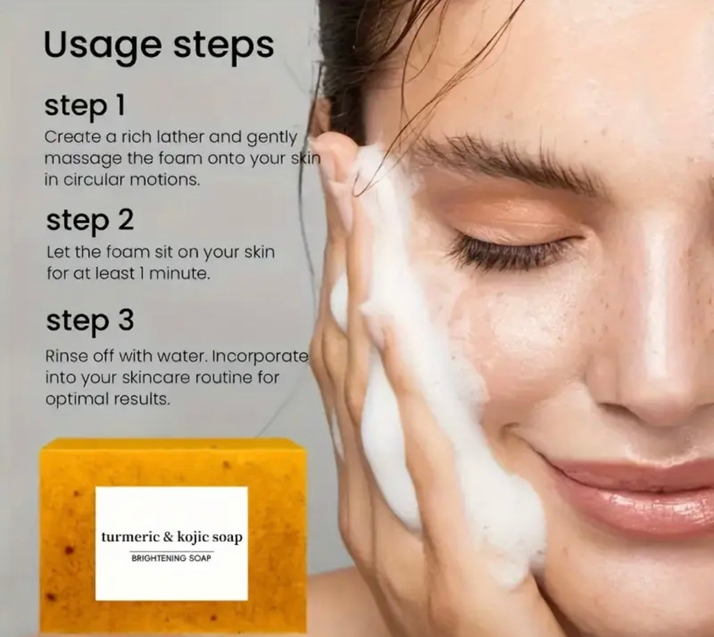Tumeric + Kojic Acid Brightening Cleansing Bar Soap For Acne And Dark Marks 100g