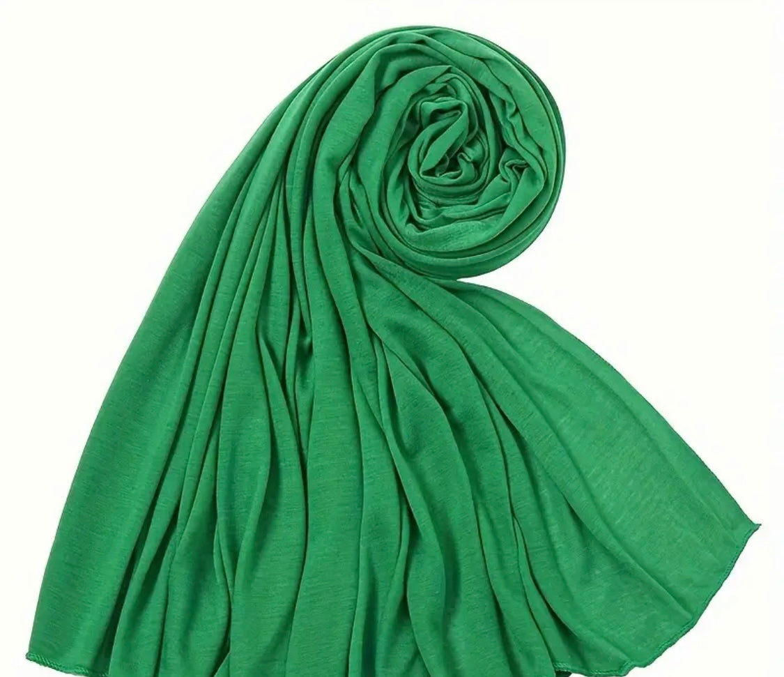 Solid Color Jersey Hijab Women Thin Breathable Scarf Long Stretch Windproof Sunscreen Shawl - Casual Polyester, Available in Various Colors