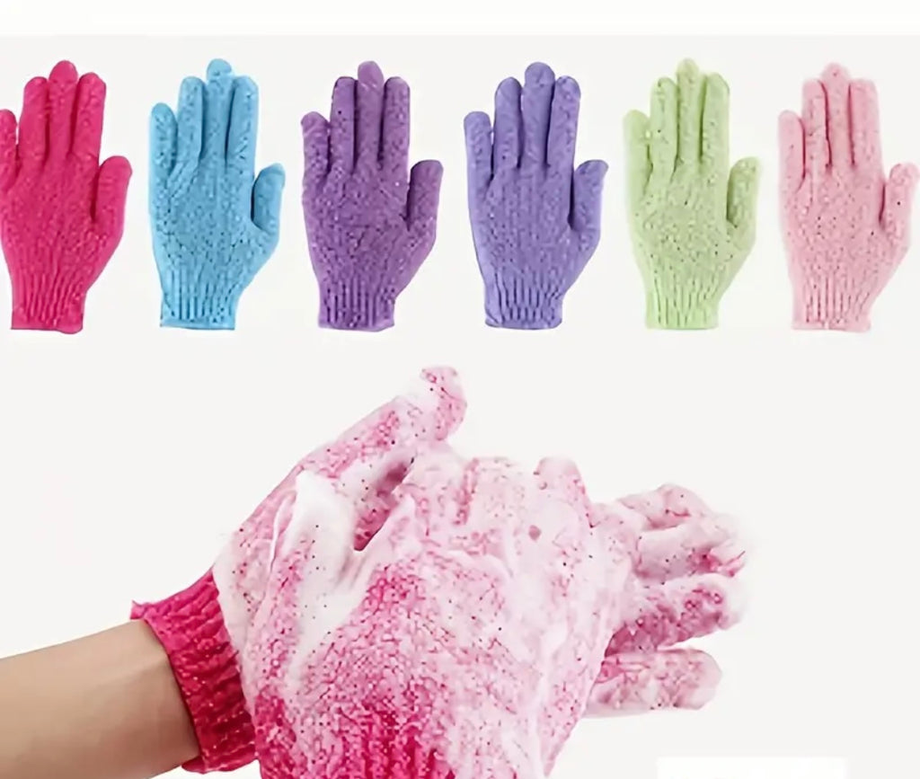 Exfoliating Bath Gloves - Double-Sided Microfiber Mixed Colors for Body & Facial Hydrotherapy, Deep Exfoliation & Light Beige Renewal, All Light Beige Types,Bath Gloves for Exfoliatin