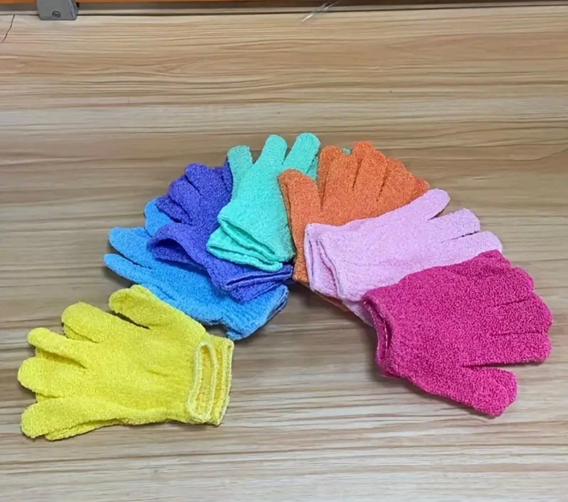 Exfoliating Bath Gloves - Double-Sided Microfiber Mixed Colors for Body & Facial Hydrotherapy, Deep Exfoliation & Light Beige Renewal, All Light Beige Types,Bath Gloves for Exfoliatin