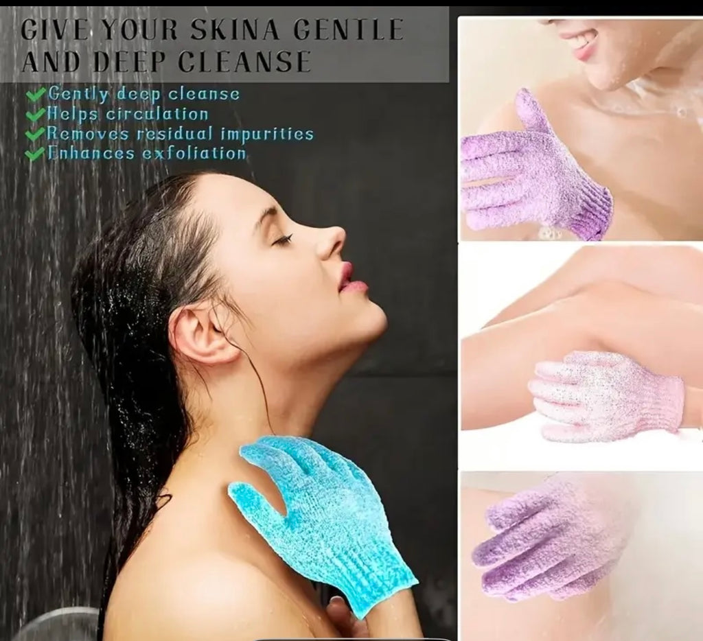 Exfoliating Bath Gloves - Double-Sided Microfiber Mixed Colors for Body & Facial Hydrotherapy, Deep Exfoliation & Light Beige Renewal, All Light Beige Types,Bath Gloves for Exfoliatin
