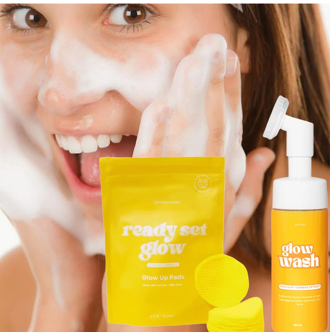 Turmeric Face Wash+Turmeric Cleansing Pads,100% Natural Turmeric Cleansing set