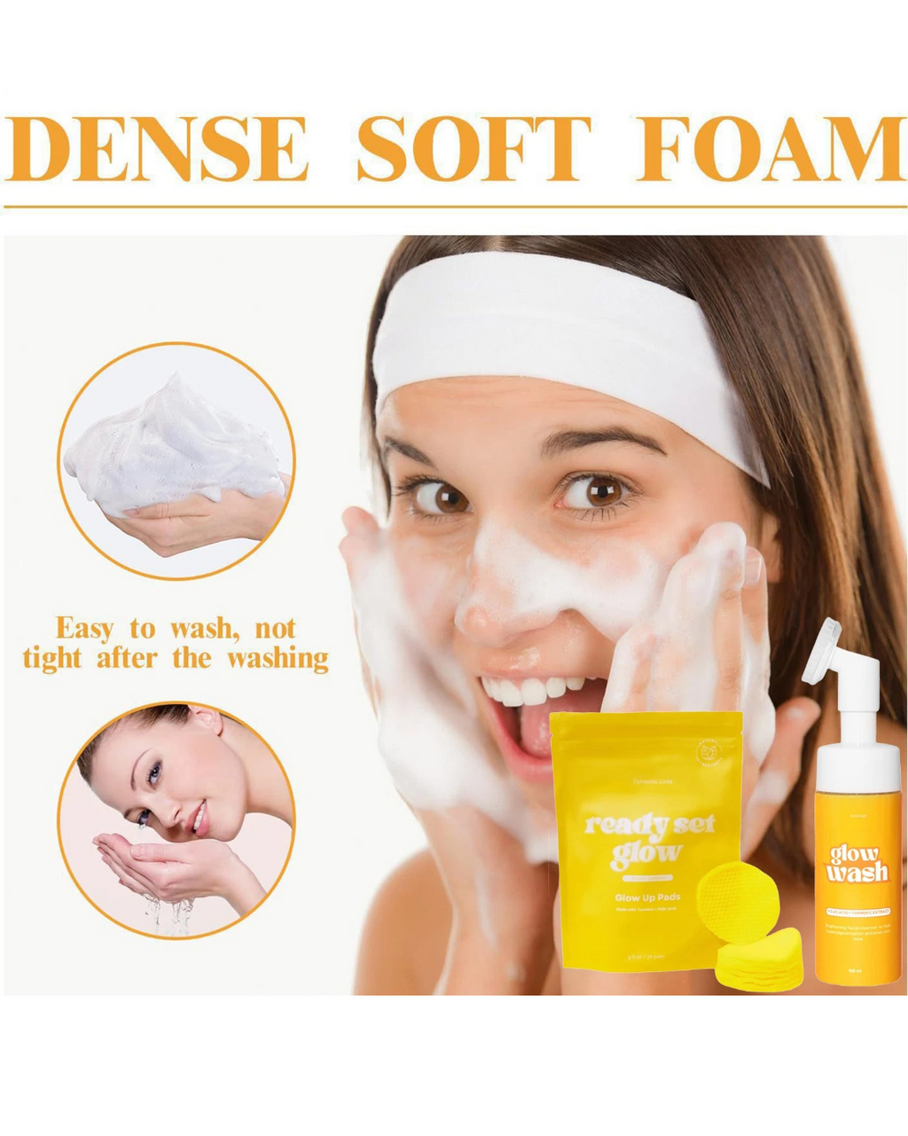 Turmeric Face Wash+Turmeric Cleansing Pads,100% Natural Turmeric Cleansing set