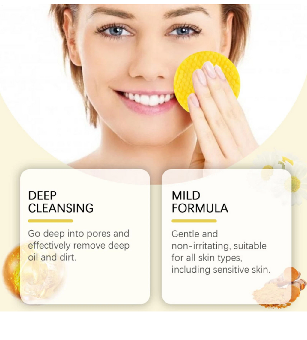 Turmeric Face Wash+Turmeric Cleansing Pads,100% Natural Turmeric Cleansing set