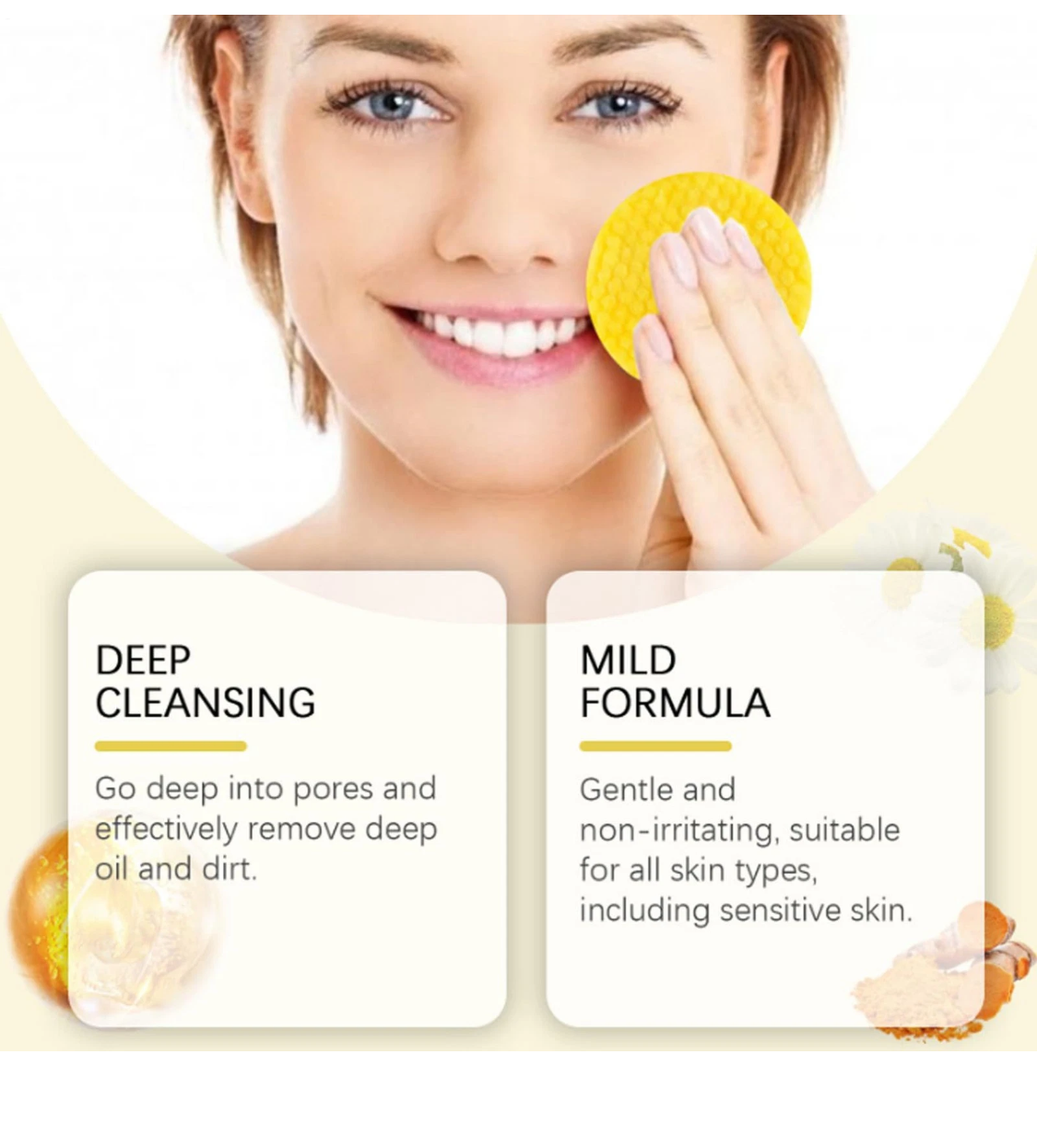 Turmeric Face Wash+Turmeric Cleansing Pads,100% Natural Turmeric Cleansing set