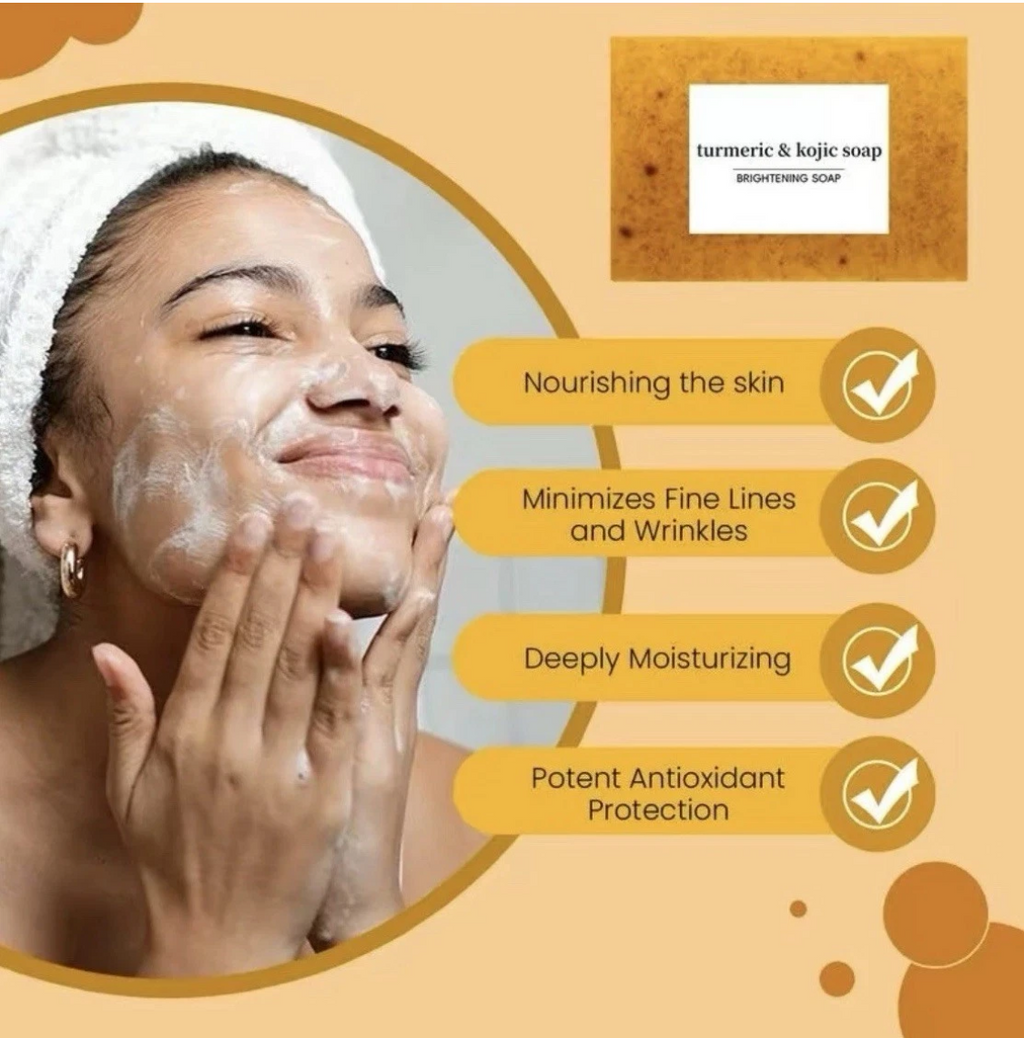 Tumeric + Kojic Acid Brightening Cleansing Bar Soap For Acne And Dark Marks 100g